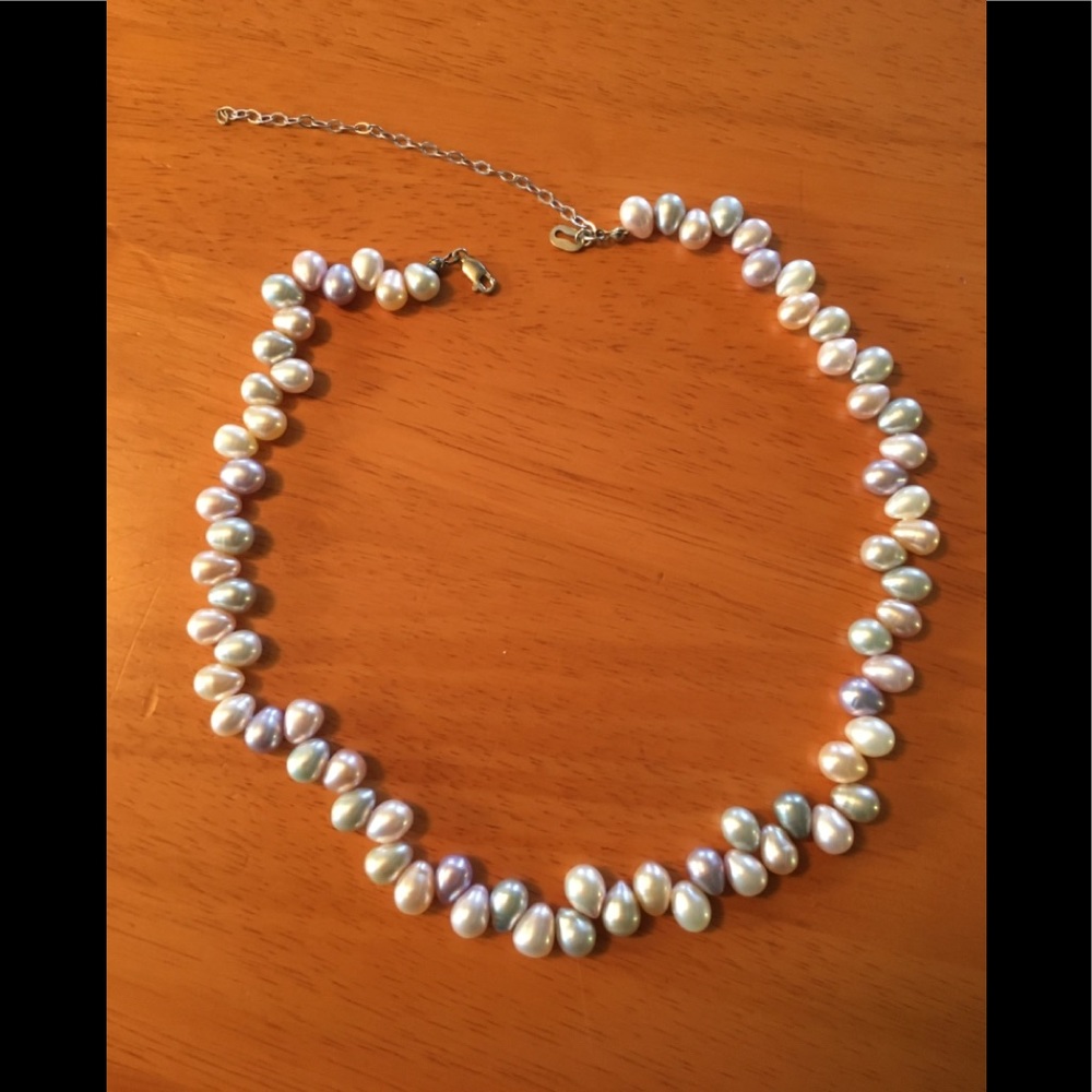 Multi-coloured teardrop freshwater Pearl Necklace - Picture 2 of 5